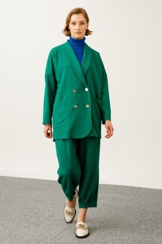 Ghisa Low Sleeve Jacket Pants Set GREEN