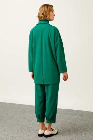 Ghisa Low Sleeve Jacket Pants Set GREEN