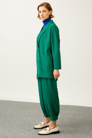 Ghisa Low Sleeve Jacket Pants Set GREEN