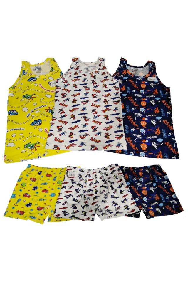 Boys White Wholesale 3-Piece Athlete Boxer Set