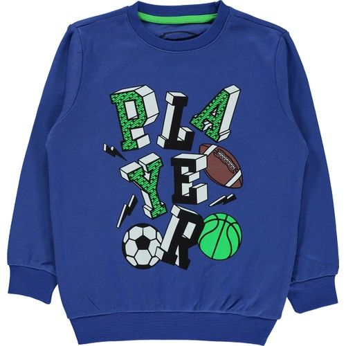 Erkek Çocuk Sweatshirt 2-5 Yaş Saks Mavisi