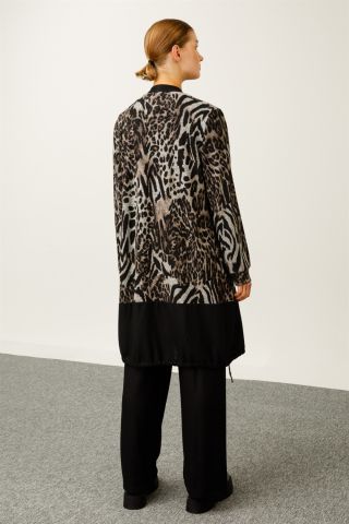 Ghisa 3'lü Oversize Takım SİYAH BEJ LEOPAR