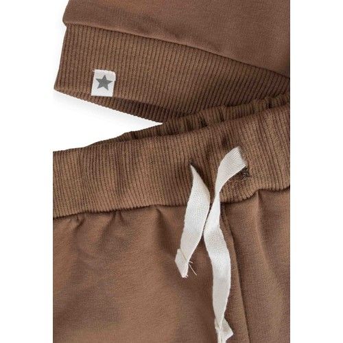 Basic Oversized Bed Detailed Sweatshirt Set 3-8 Ages Brown