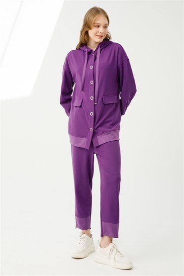 Hooded Tunic Pants Set LIGHT PURPLE