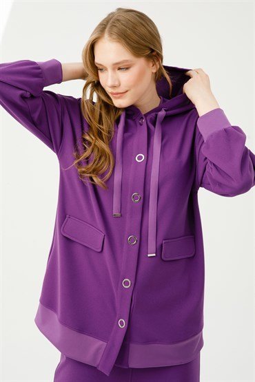 Hooded Tunic Pants Set LIGHT PURPLE