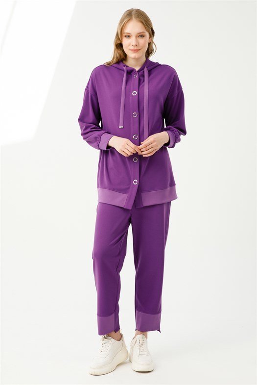 Hooded Tunic Pants Set LIGHT PURPLE