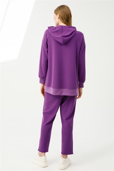Hooded Tunic Pants Set LIGHT PURPLE