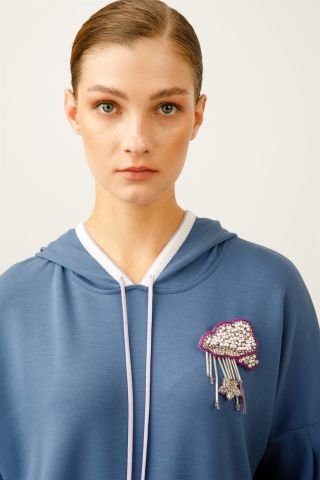 Ghisa Hooded Tunic Pants Set İNDİGO