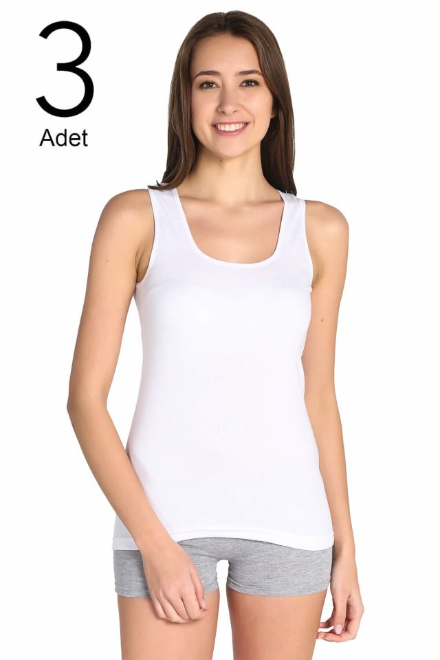 Women's White 3-Pack Singlet