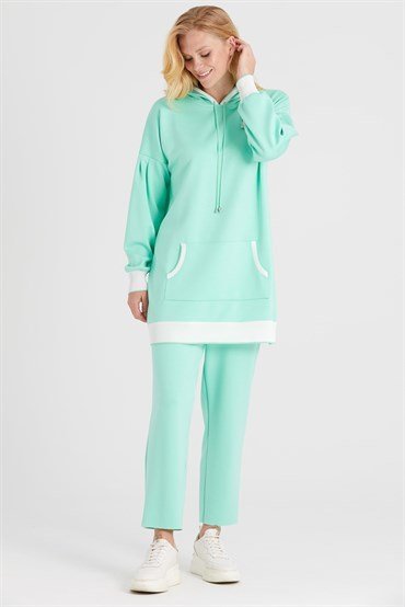 Hooded Tunic Pants Set MINT