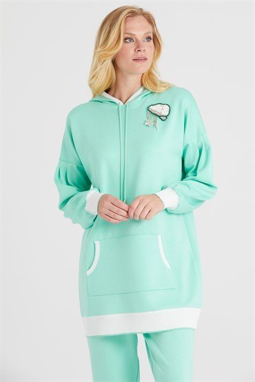 Hooded Tunic Pants Set MINT