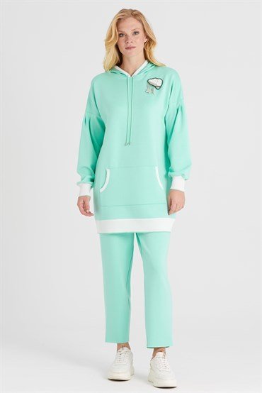 Hooded Tunic Pants Set MINT