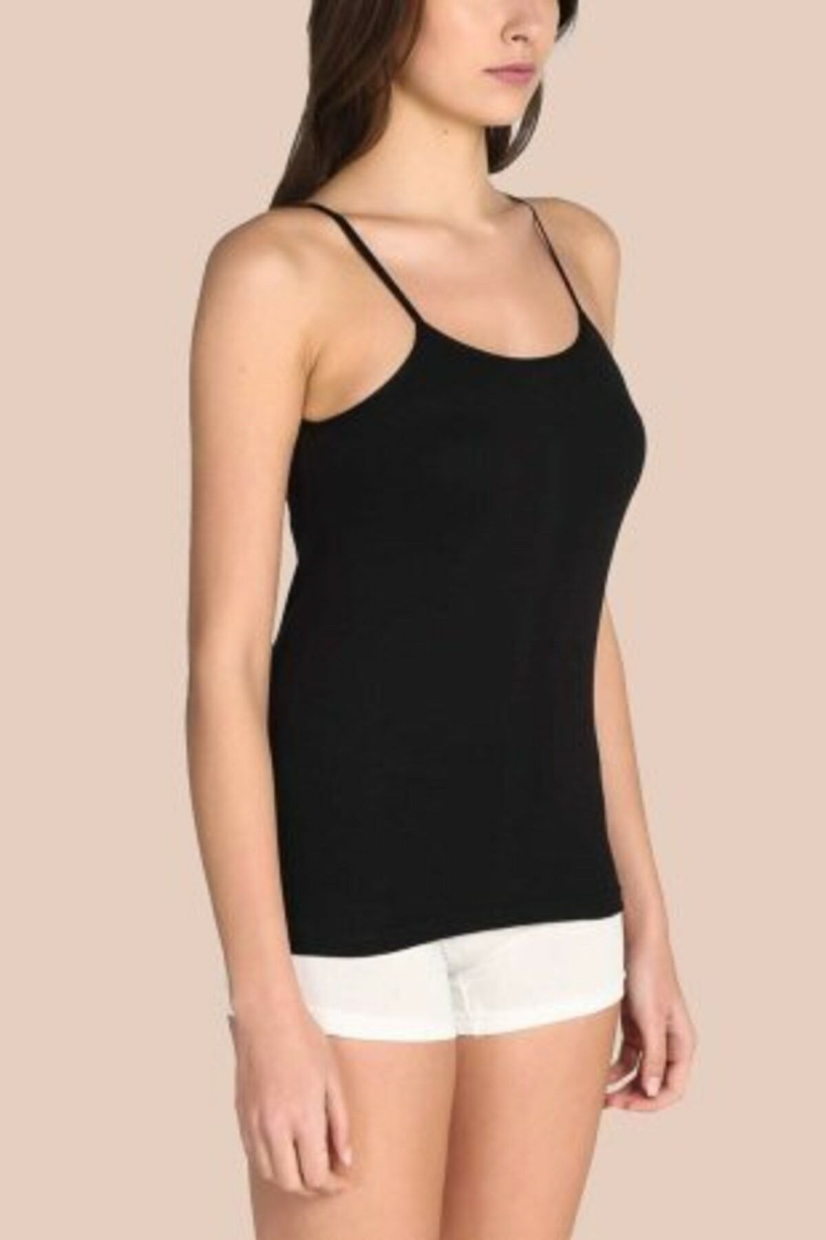 Women's Black 3-Pack Cotton Rib Rope Suspended Singlet