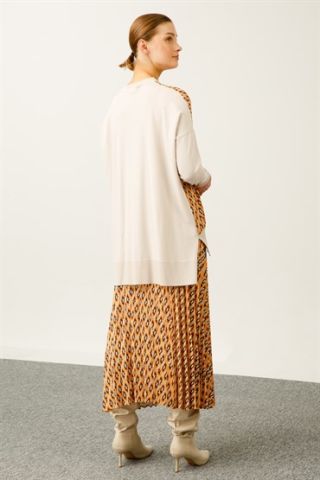 Ghisa Knitwear Tunic Skirt Set ORANJE BROWN