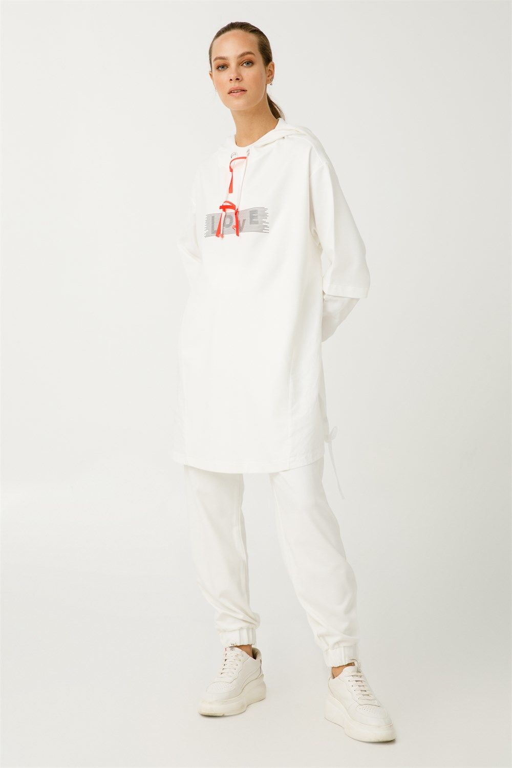 Ghisa Print Detailed Tunic Trousers Set EKRU