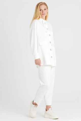 Ghisa Hooded Tunic Pants Set EKRU