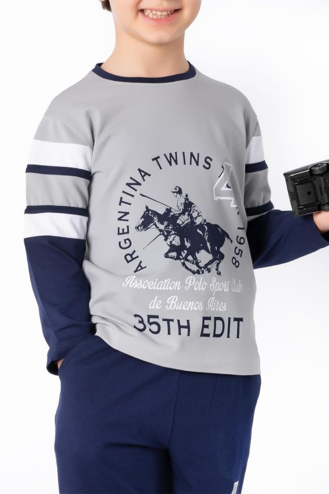 Erkek Çocuk Gri Pijama Takımı