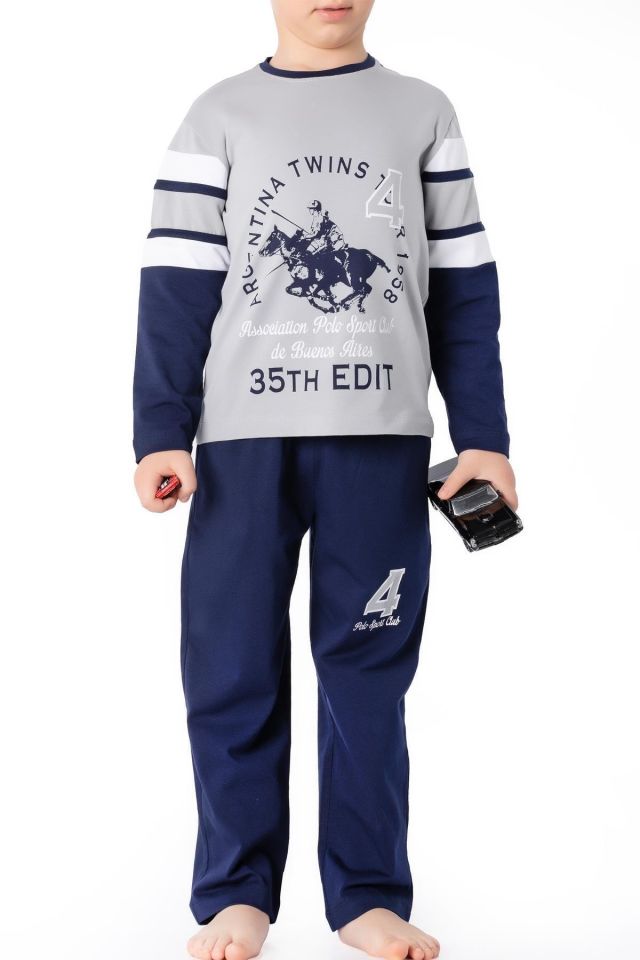 Erkek Çocuk Gri Pijama Takımı