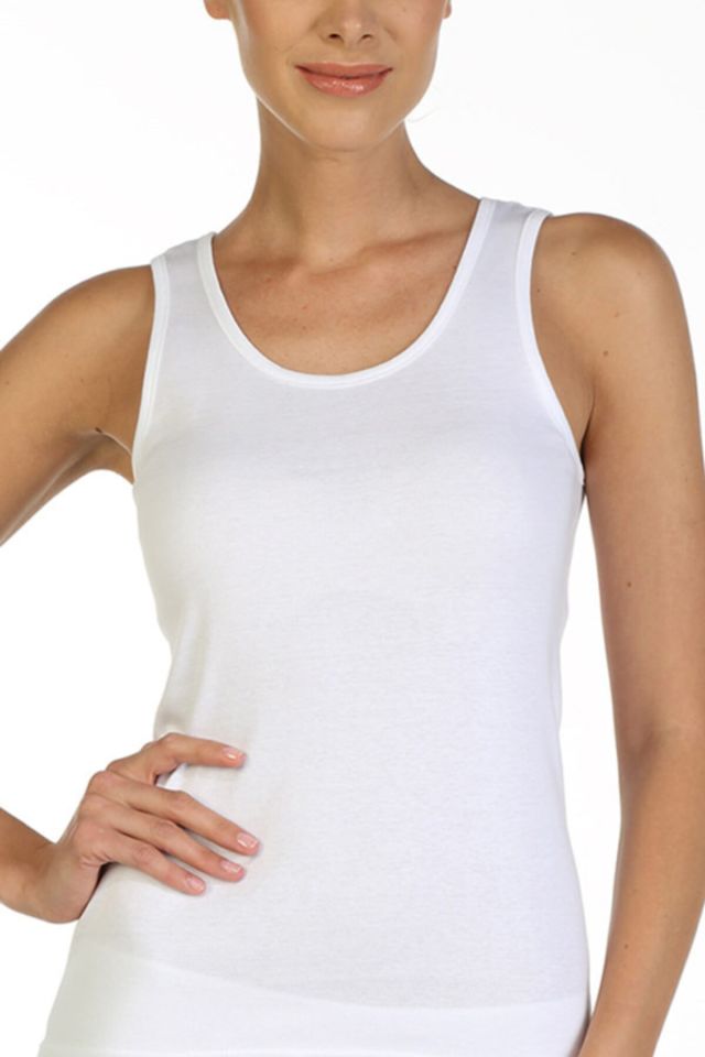 Women's Rib White Singlet 752 6-Pack