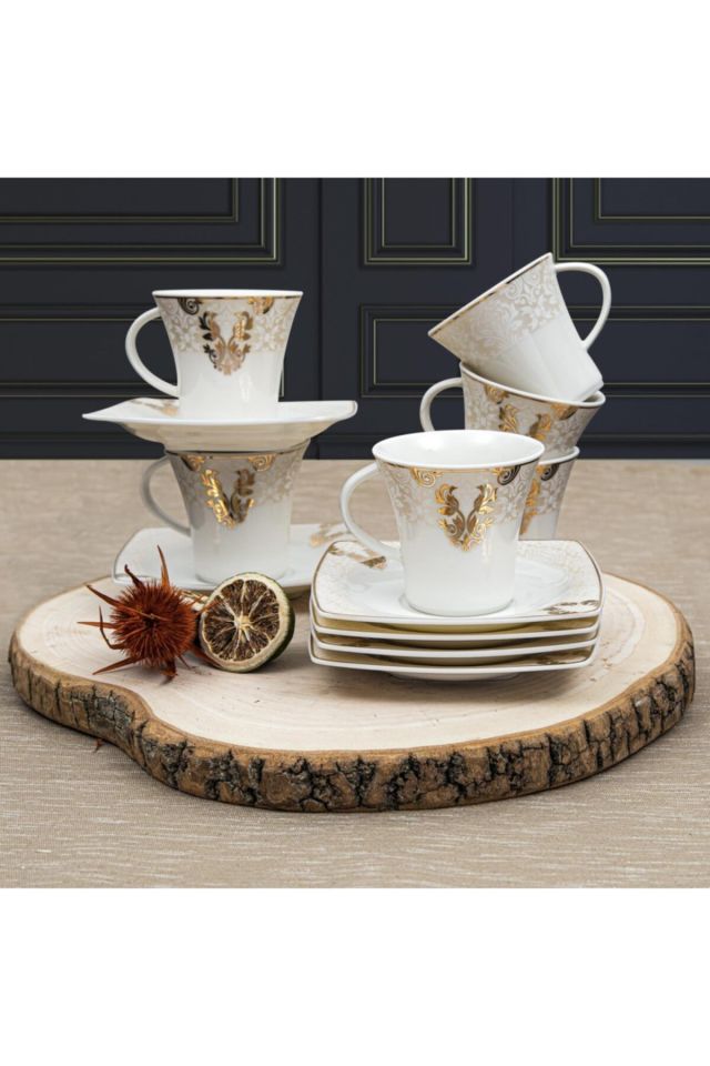 White Caroline Turkish Coffee Set