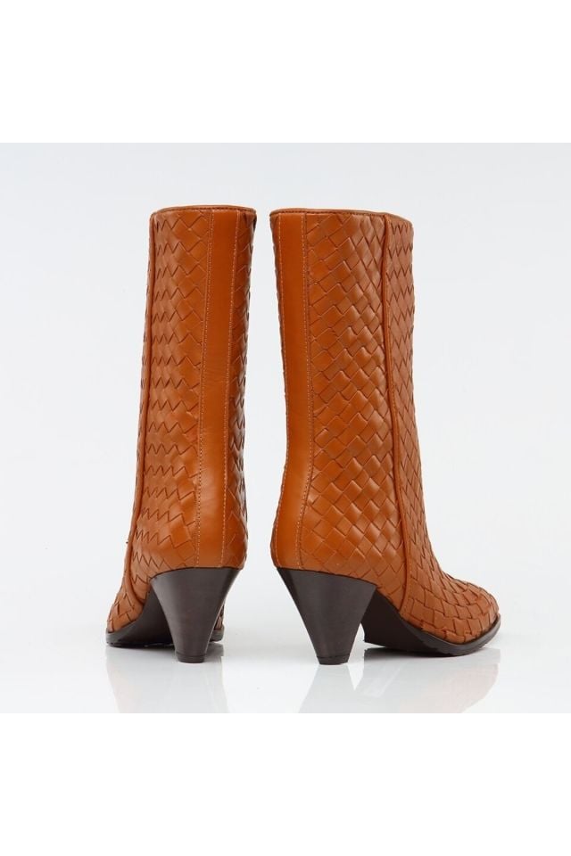 Genuine Leather Tobacco Women's Heeled Boots