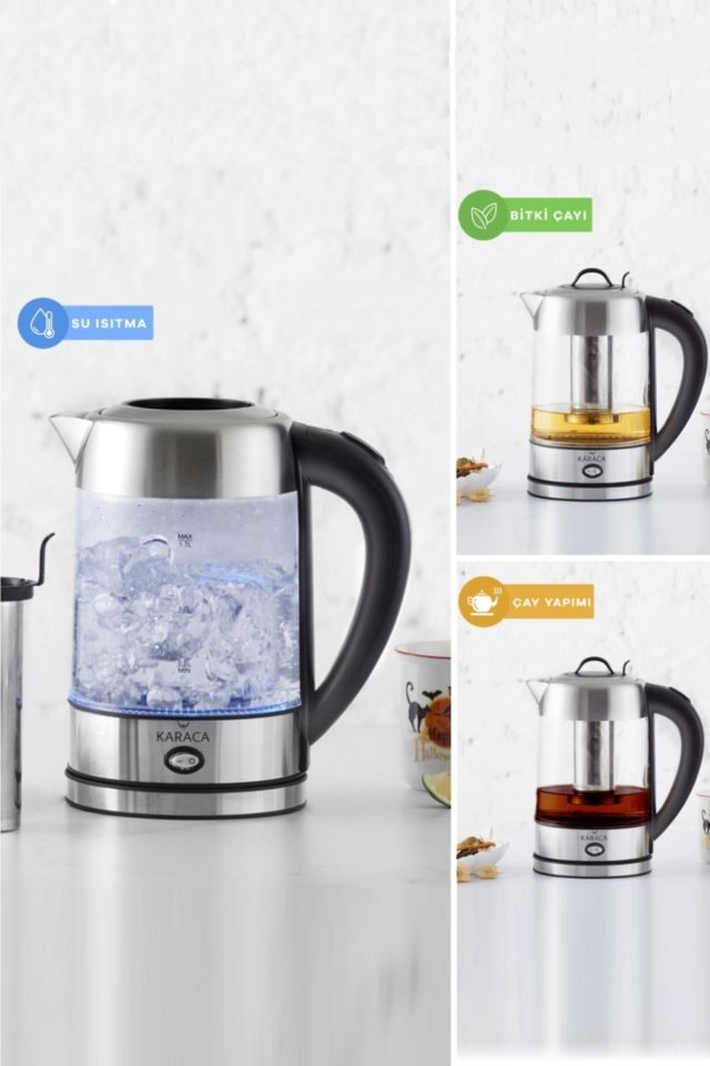Kettle Glass with Led Lights Herbal Tea Maker / Kettle İnox 2202