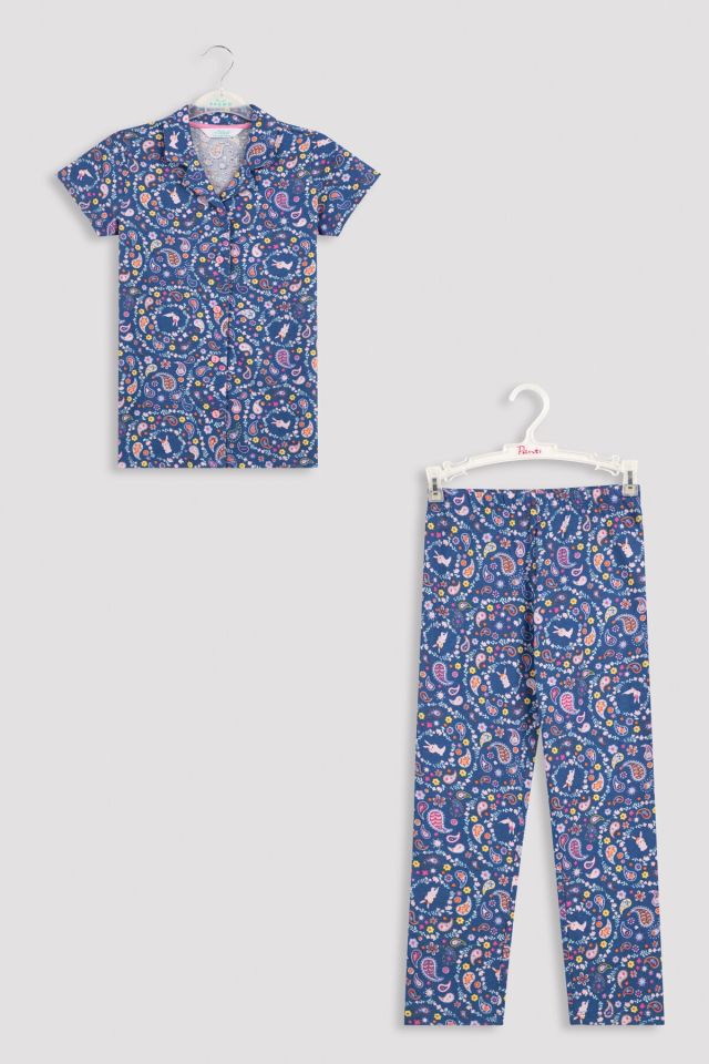 Kız Çocuk Bunny Paisley 2'li Gömlek Pijama Takımı