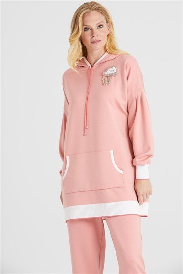 Hooded Tunic Pants Set PINK