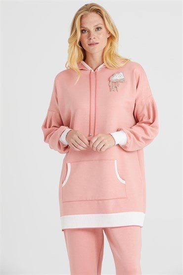 Hooded Tunic Pants Set PINK