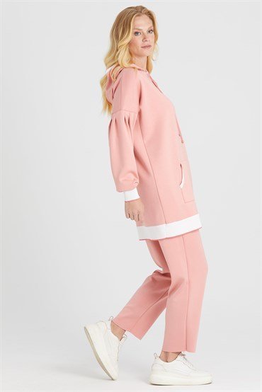 Hooded Tunic Pants Set PINK