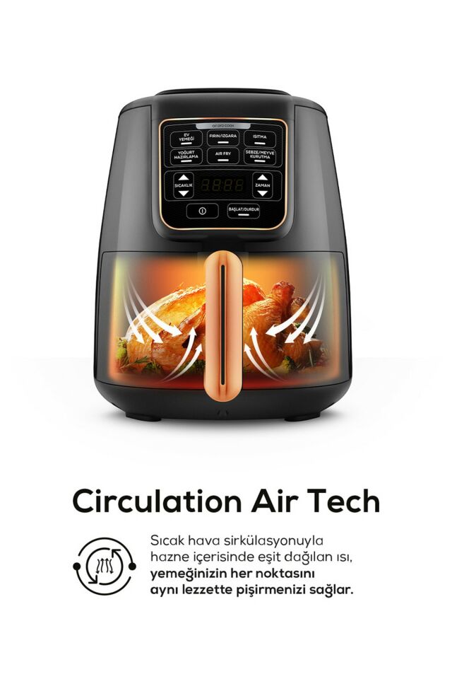Air Pro Cook Xl 2 in 1 Konuşan Airfryer Black Cooper