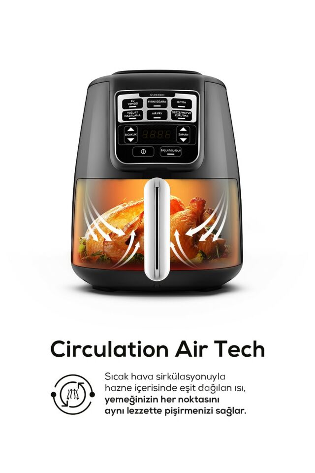 Air Pro Cook Xl 2 İn 1 Konuşan Airfryer Black Chrome