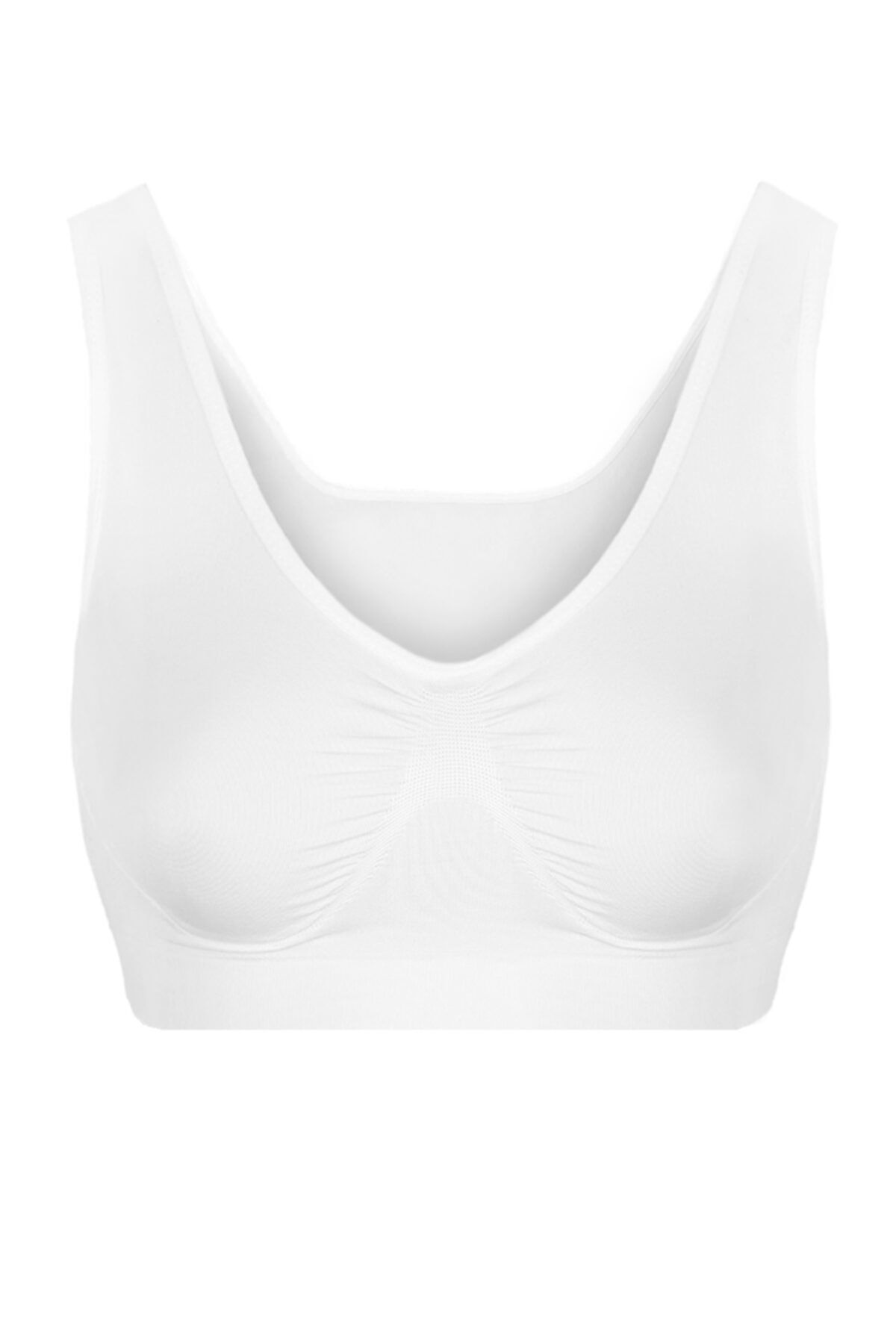 Beyaz Kalın Askılı Seamless Dikişsiz Likralı Büstiyer