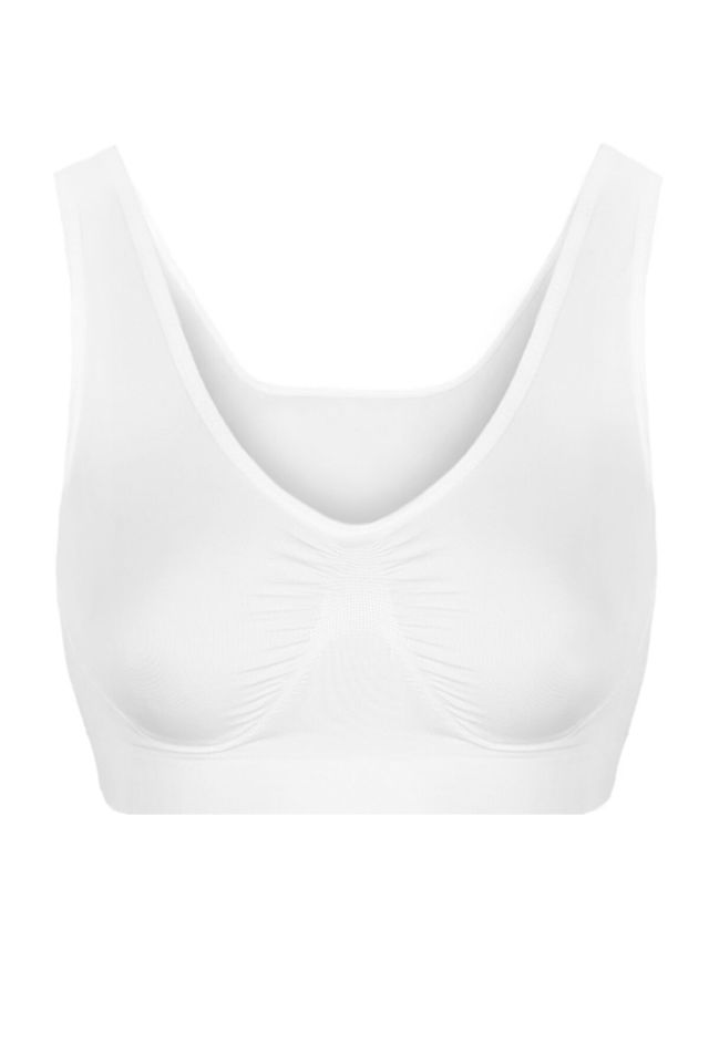 Beyaz Kalın Askılı Seamless Dikişsiz Likralı Büstiyer