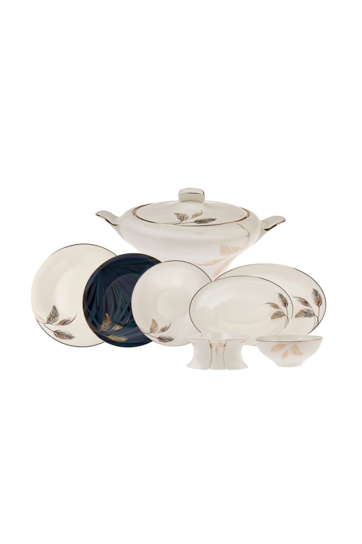 Karaca Home Fine Pearl Extra Selva 62 Pieces Dinnerware Set for 12 People