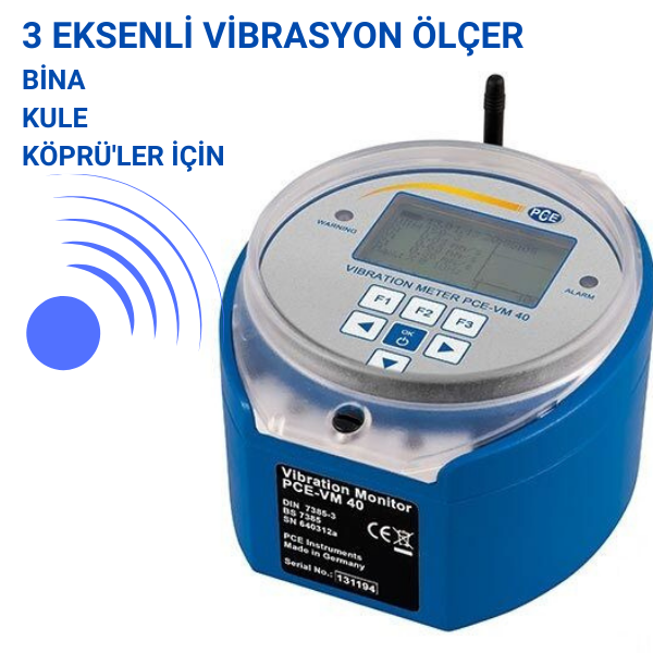 PCE VM 40C Vibrasyon Ölçüm Cihazı (Bina, Köprü ve Kuleler İçin)