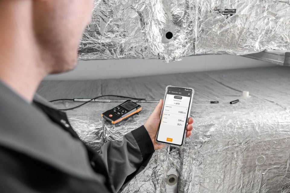 Testo 425 App Bağlantılı Termal Hava Hızı Ölçer - Anemometre