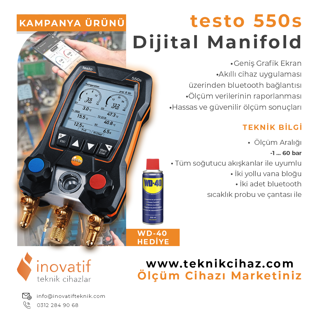 Testo 550s Dijital Manifold Seti - WD 40 Hediyeli