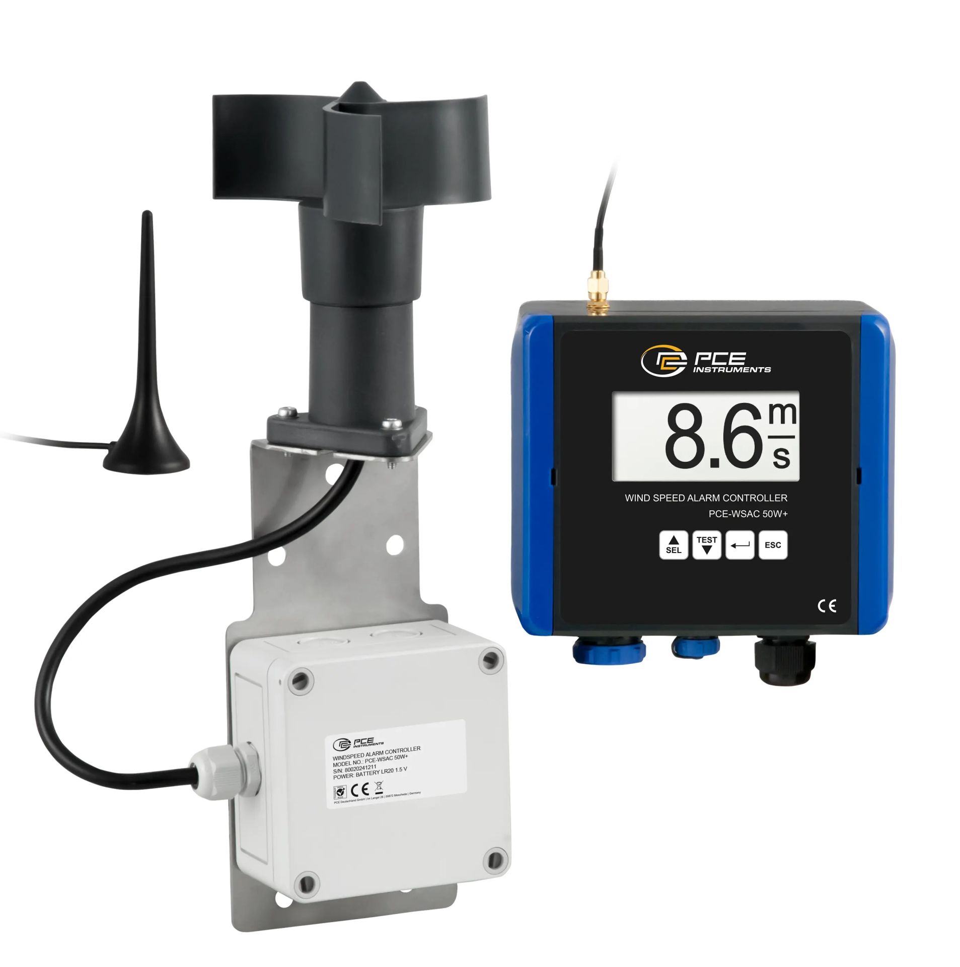 PCE-WSAC 50W+ 24 Rüzgar Hızı Ölçüm İstasyonu