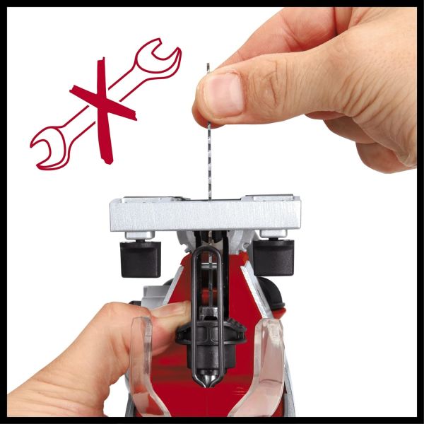 Einhell TE-JS 18/80 Li -Solo Akülü Dekupaj Testere Power X-Change (18 V, Maks. 80 mm Kesim Derinliği, 4 Kademeli Sarkaç Koruması, Toz emiş Adaptörü, Paralellik Mesnedi, LED Işık) - 4321200