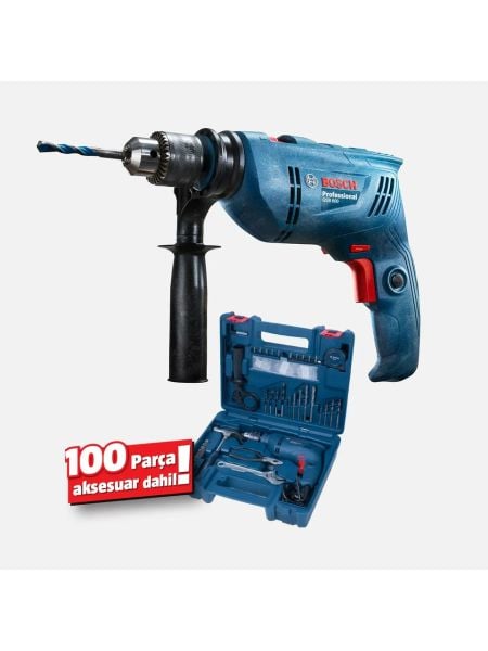 Bosch Professional GSB 600 Darbeli Matkap + 100 parça AC set, Darbeli Matkap