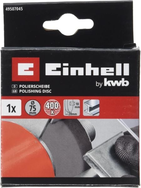Einhell Orijinal parlatma diski Ø 75 mm (çift zımpara aksesuarı, çift zımpara makinesi TC-XG 75 Kit ve TH-XG 75 Kit için uygun, ince tanecikli K400, 10 mm yuva)