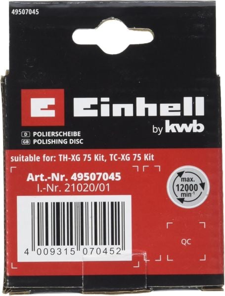 Einhell Orijinal parlatma diski Ø 75 mm (çift zımpara aksesuarı, çift zımpara makinesi TC-XG 75 Kit ve TH-XG 75 Kit için uygun, ince tanecikli K400, 10 mm yuva)