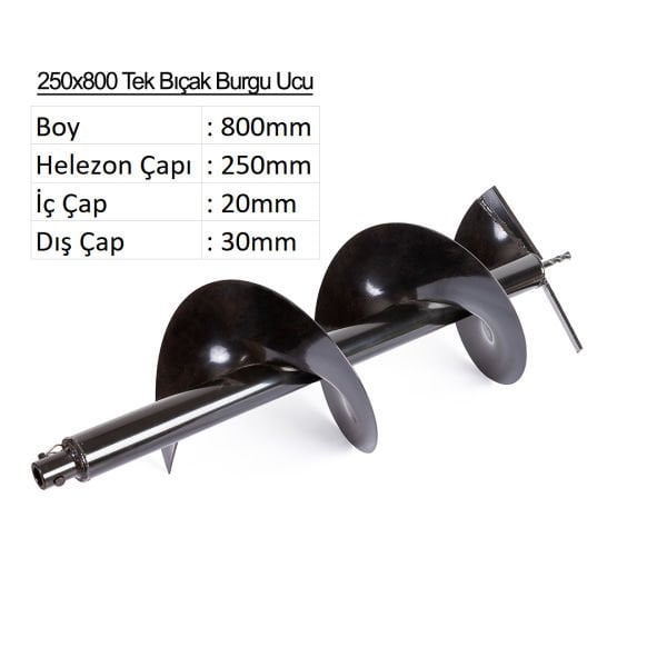 Tek Bıçak Toprak Burgu Ucu YP-TB-250x800 mm