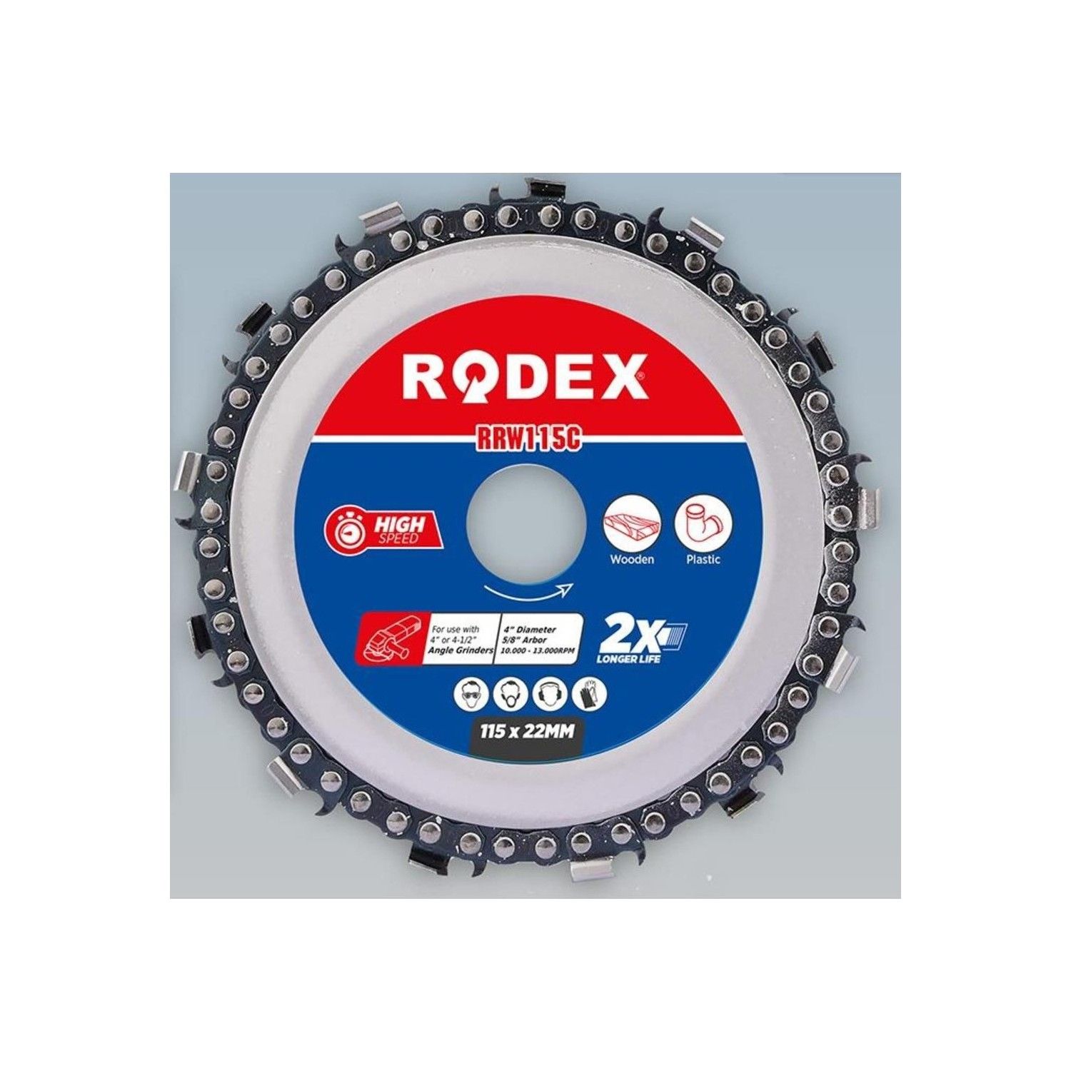 Rodex Zincirli Ahşap Işleme Oyma Kesme Disk 115 mm