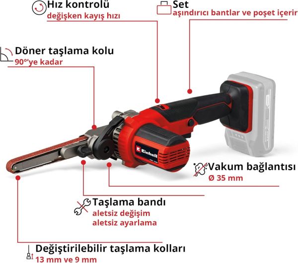 Einhell TE-BF 18 Lİ Solo Akülü Bant Eğe zımpara-4461000