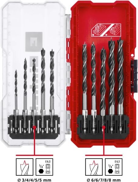 Einhell Ahşap delme uç seti 10 parça, S-CASE kutu - 49108733