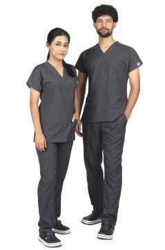 Füme Premium Flex Unisex Likralı Scrubs Doktor Hemşire Üniforma Takım