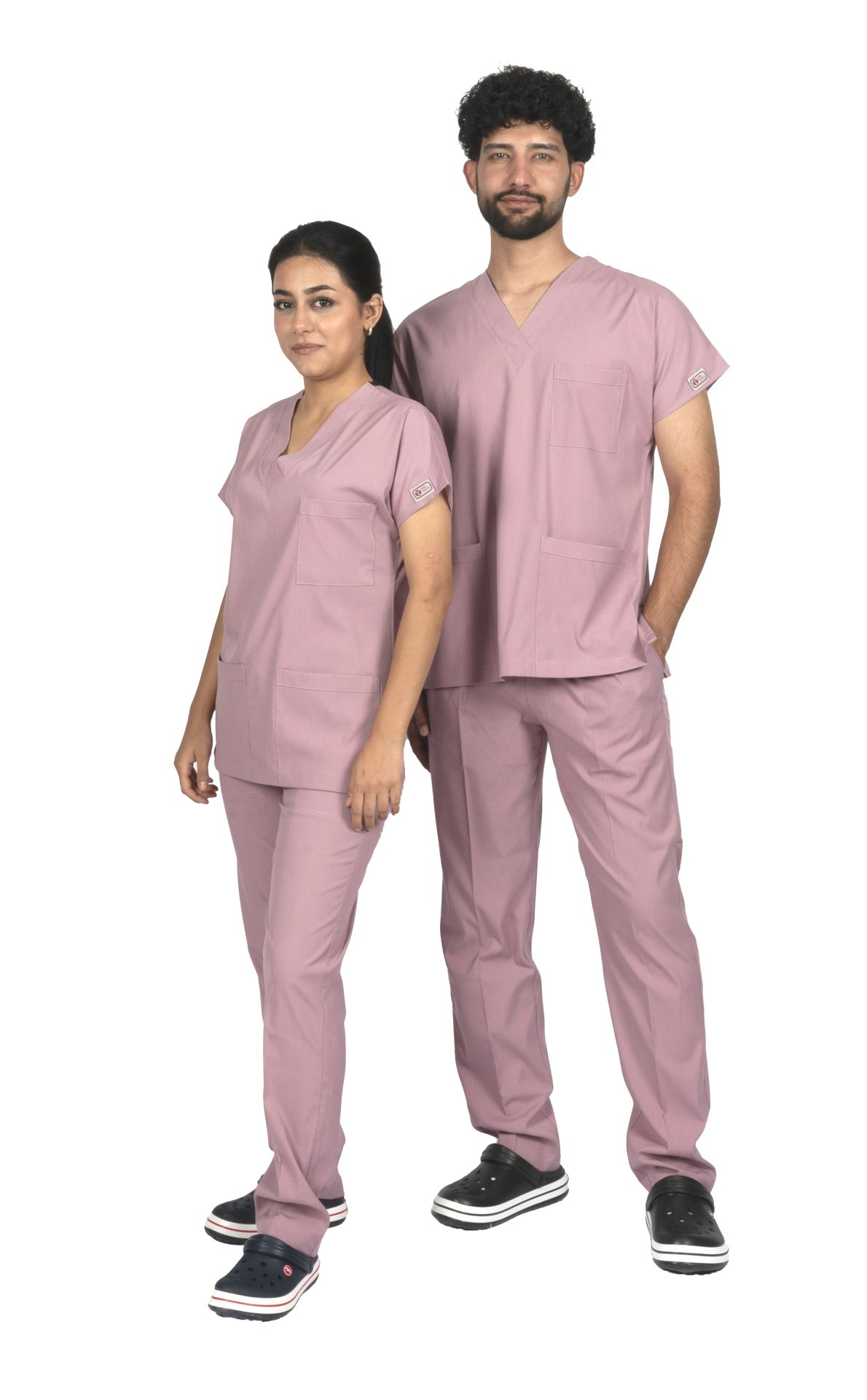 Gül Kurusu Premium Flex Unisex Likralı Scrubs Doktor Hemşire Üniforma Takım