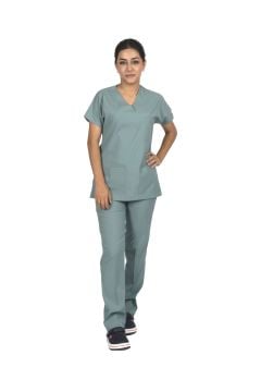 Filiz Yeşili Premium Flex Unisex Likralı Scrubs Doktor Hemşire Üniforma Takım